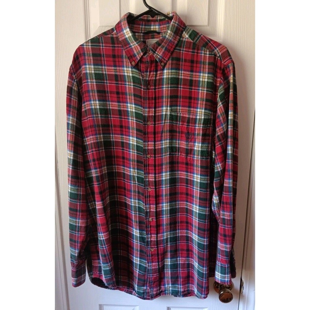 Men's Chaps Long Sleeve Button Down Flannel Multi Color Plaid XLT
